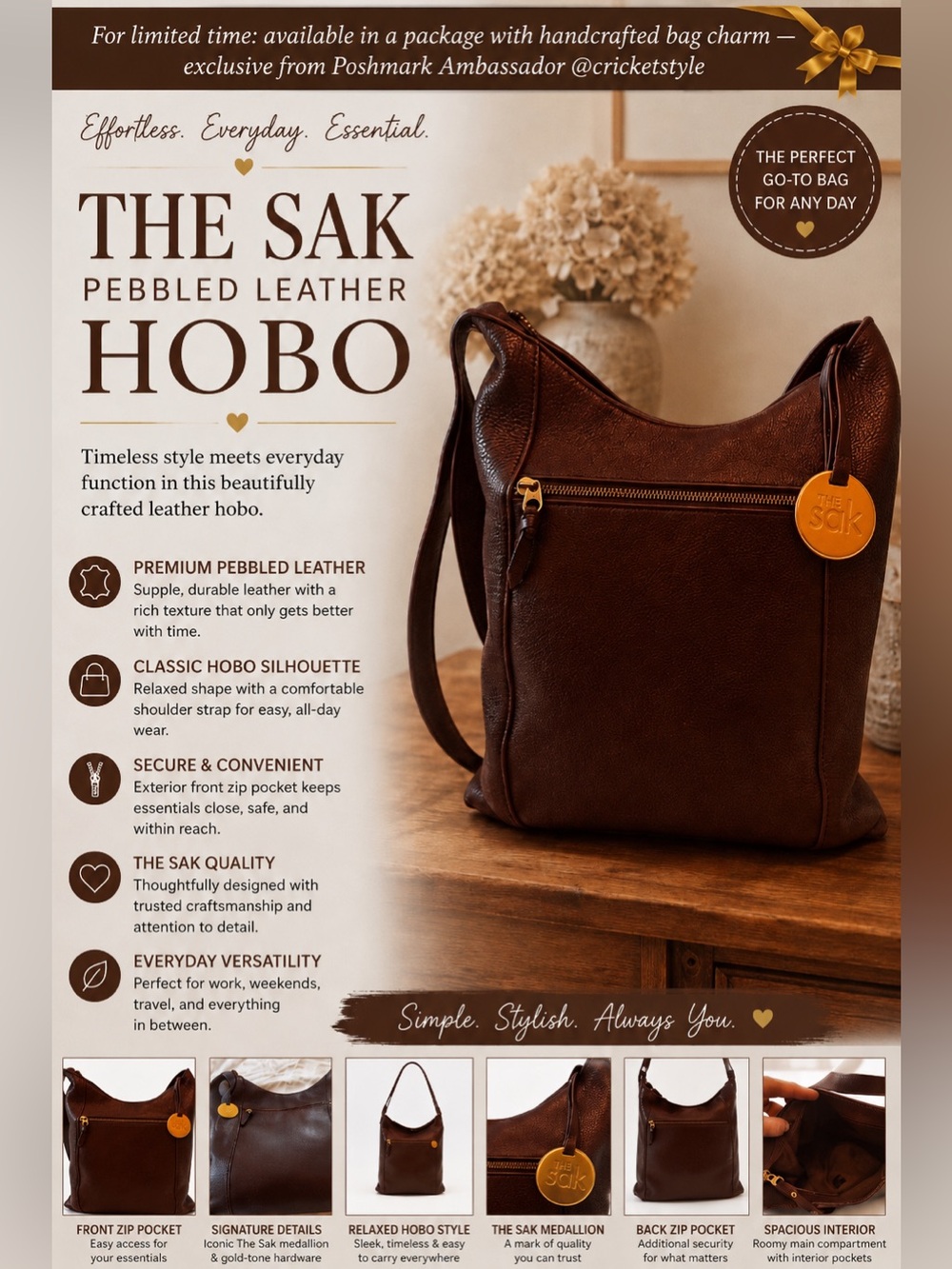 The Sak Leather Hobo w/Handcrafted Charm Bundle ✨👜 - Picture 5 of 5